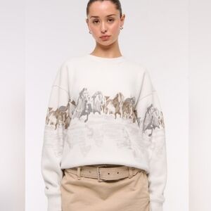 SOLD - Abercrombie Horses Sunday Sweatshirt Crew Oversized Small